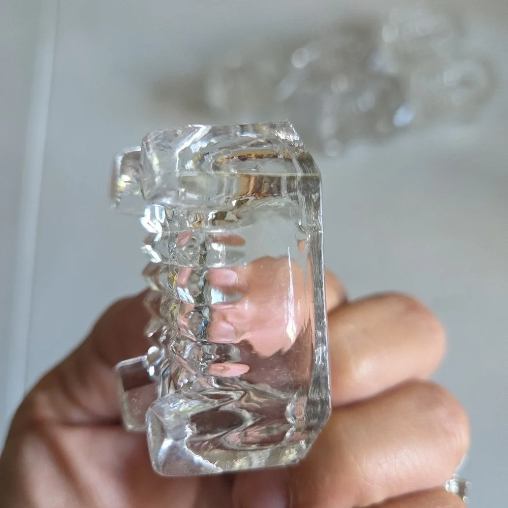 Vintage Rectangular Open Cut Glass Salt Dip Salt Cellars Clear Footed Set of 6